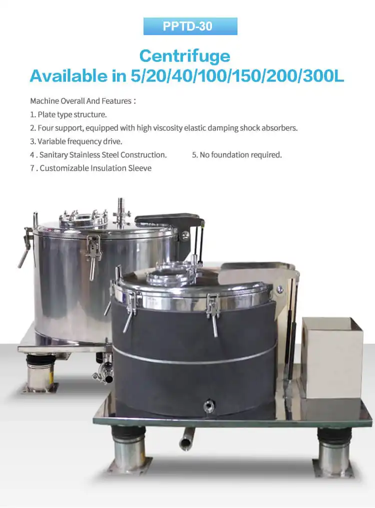 Ethanol Centrifuge Features